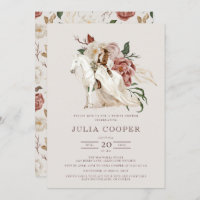 Elegant Floral Equestrian Horse Bridal Shower Invi