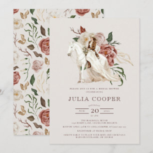 Elegant Floral Equestrian Horse Bridal Shower Invi Invitation