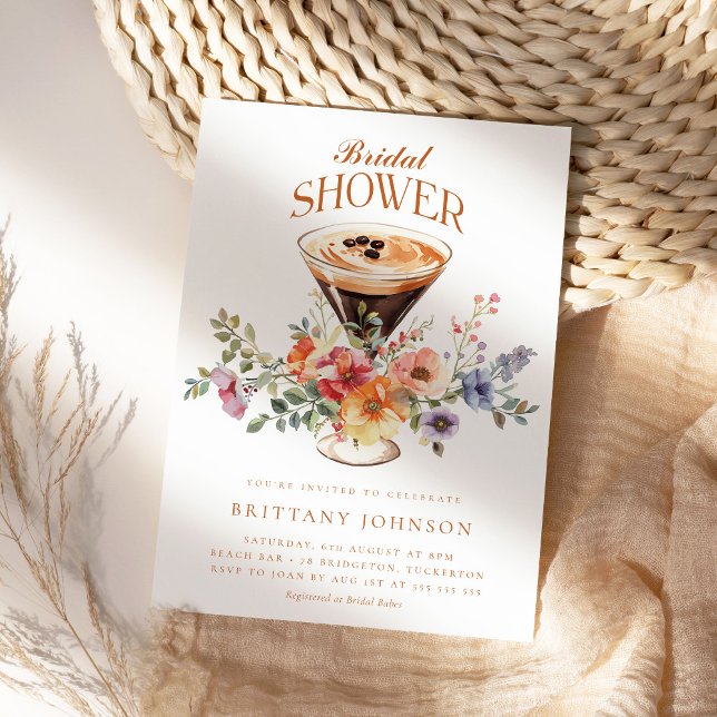 Elegant Floral Espresso Martini Bridal Shower Invitation (Creator Uploaded)