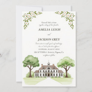 Elegant Floral Estate Wedding Invitation Waterco