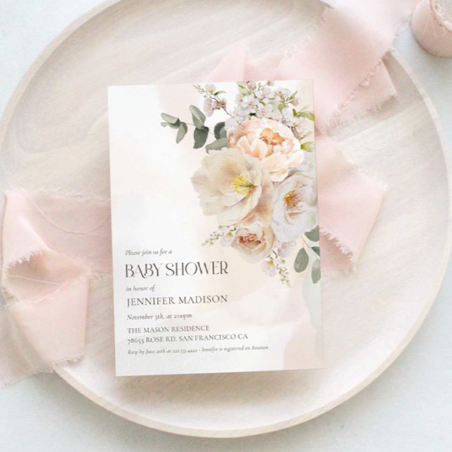 Elegant Floral Eucalyptus Baby Shower Invitation (Creator Uploaded)