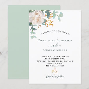 Elegant floral eucalyptus greenery modern wedding invitation