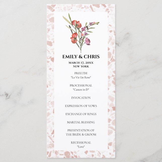 Elegant Floral Eucalyptus Wedding Ceremony Programme (Front)