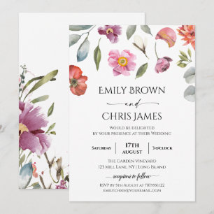 Elegant Floral Eucalyptus Wedding Invitation