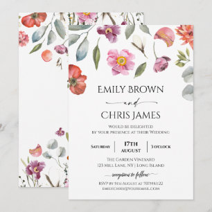 Elegant Floral Eucalyptus Wedding Invitation