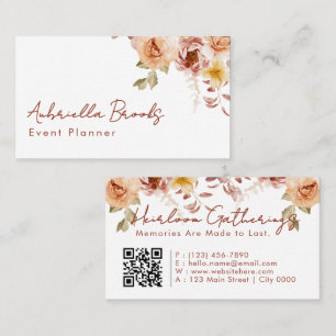 Elegant Floral Event Planner Soft Watercolor Warm Business Card