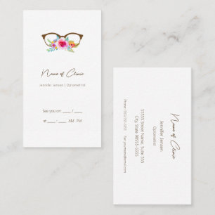 Elegant Floral Eyeglasses Eye Appointment Business Card