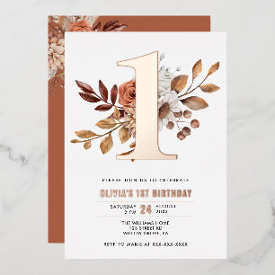 Elegant Floral Fall 1st Birthday