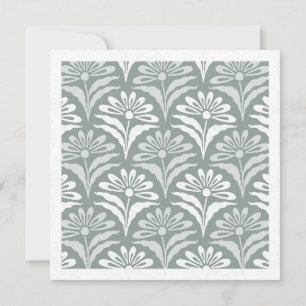 Elegant Floral Fan Dusty Sage Green Art Card