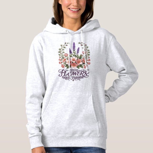 Elegant Floral Fashion Hoodie (Front)