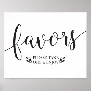 Elegant Floral Favors Wedding Decor Sign