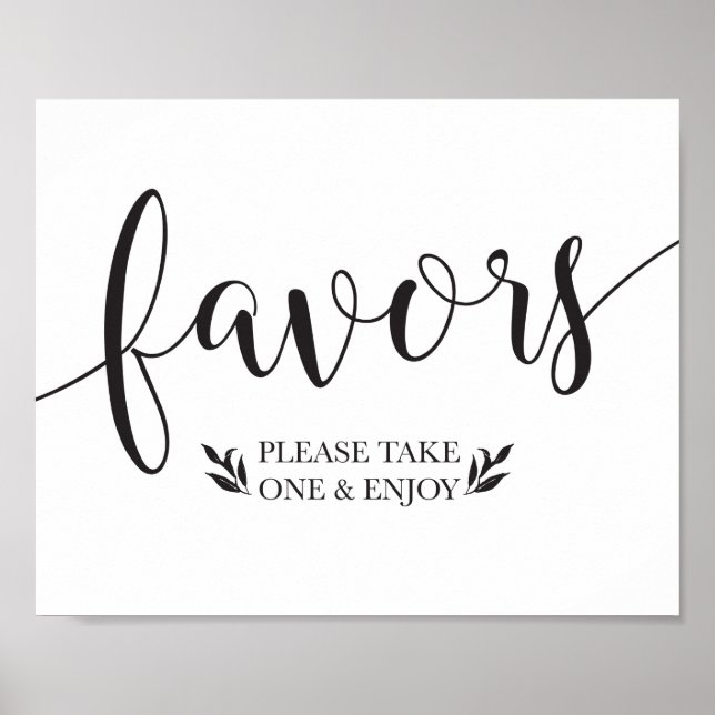Elegant Floral Favors Wedding Decor Sign (Front)
