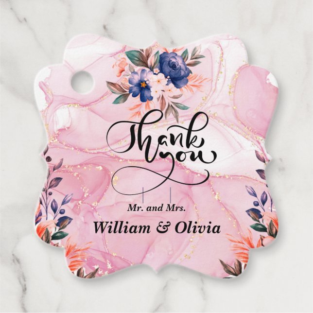 Elegant Floral  Favour Tags (Front)