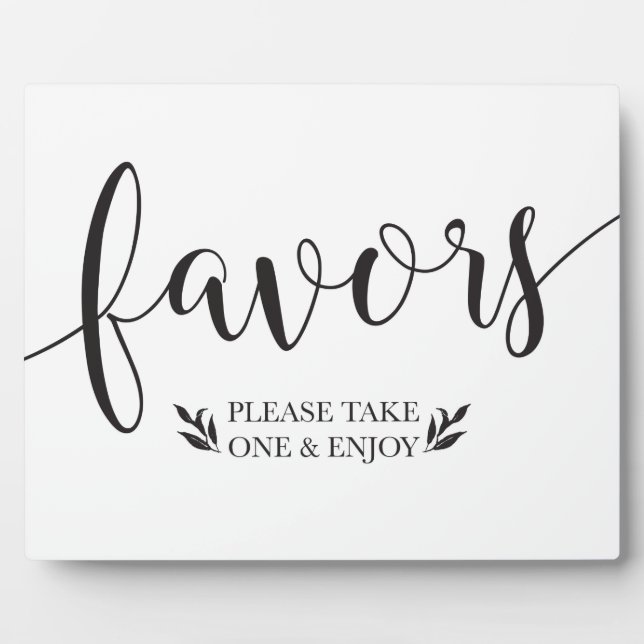 Elegant Floral Favours Wedding Decor Sign Plaque (Front)