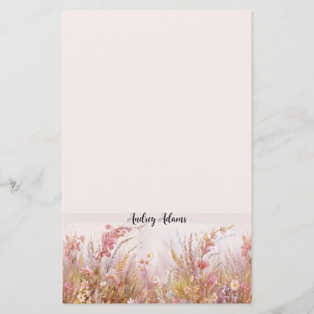 Elegant Floral Feminine Personal Stationary Paper (Front)