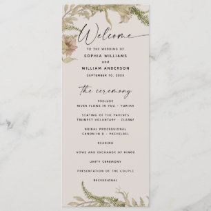 Elegant Floral & Fern Wedding   Botanical Garden Programme