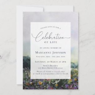 Elegant Floral Field Celebration of Life Invitation