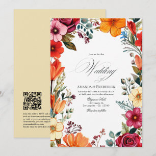 Elegant Floral Fiesta Wedding with QR Code Invitation