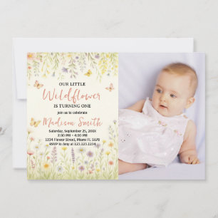 Elegant Floral First Birthday Invitation