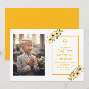 Elegant floral first catholic communion invitation