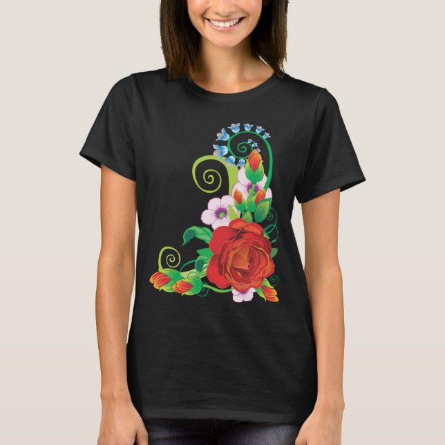  “Elegant Floral Flourish” T-Shirt (Front)