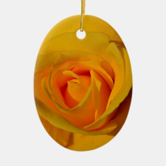 Elegant floral flower Yellow Rose Ceramic Tree Decoration (Front)