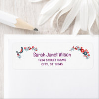 Elegant Floral Flowers Bird Modern Return Address 