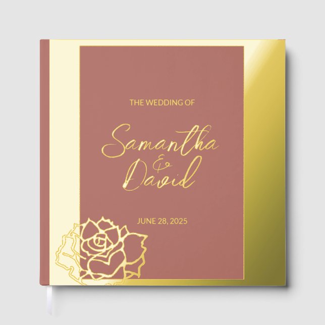 Elegant Floral Foil Wedding Guestbook (Front)