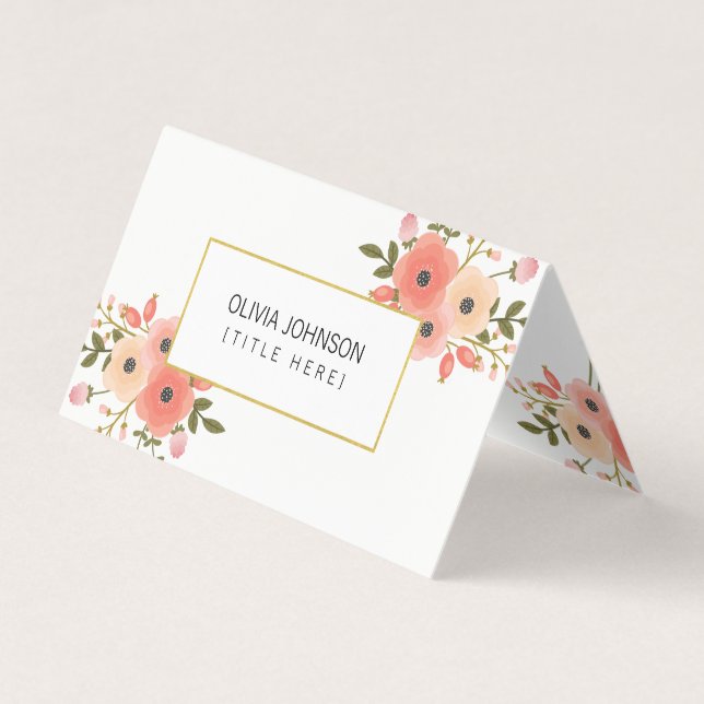 Elegant Floral Folded Business Card (Front)