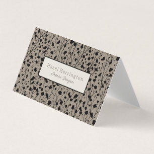 Elegant Floral Folded Business Card Modern Beige