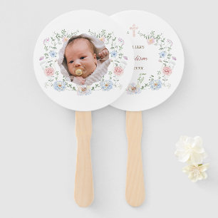 Elegant Floral Frame Baptism Hand Fan
