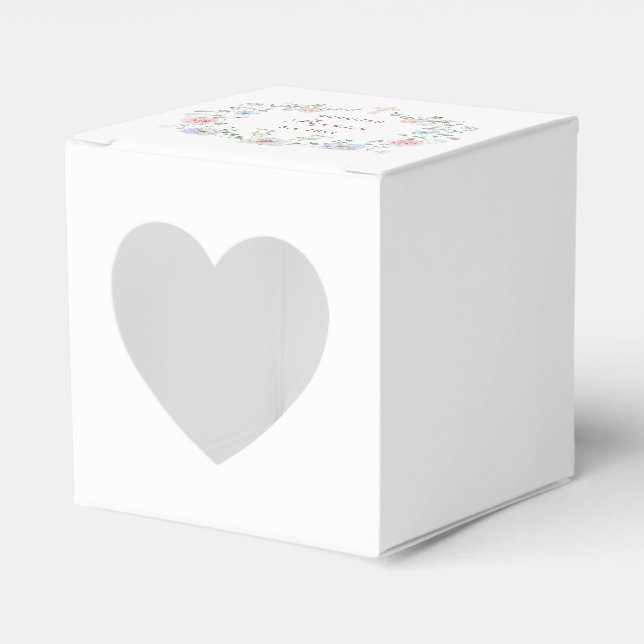 Elegant Floral Frame Baptism Heart Favour Box (Front Side)