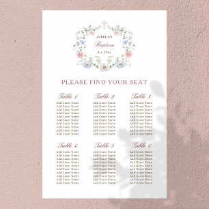 Elegant Floral Frame Baptism Seating Chart