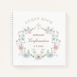 Elegant Floral Frame Confirmation Guest Book