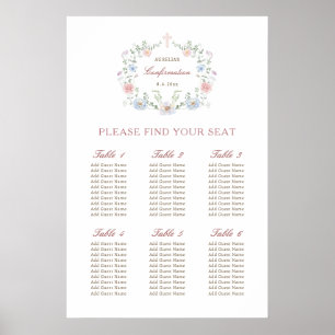 Elegant Floral Frame Confirmation Seating Chart