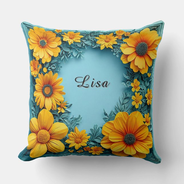 Elegant Floral Frame Cushion (Front)