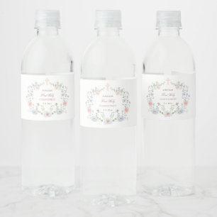 Elegant Floral Frame First Communion Water Bottle Label