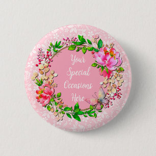 Elegant Floral Frame: for Every Occasion 6 Cm Round Badge