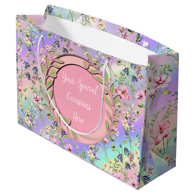Elegant Floral  Frame: for Every Occasion Large Gift Bag (Back Angled)