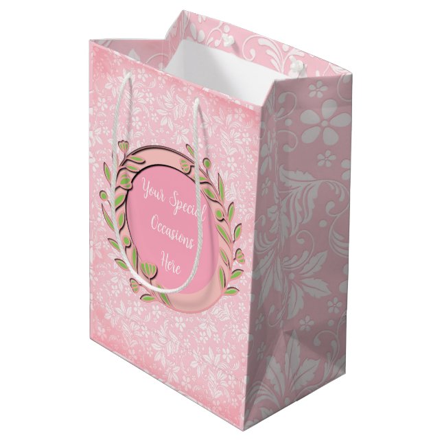 Elegant Floral Frame: for Every Occasion Medium Gift Bag (Back Angled)