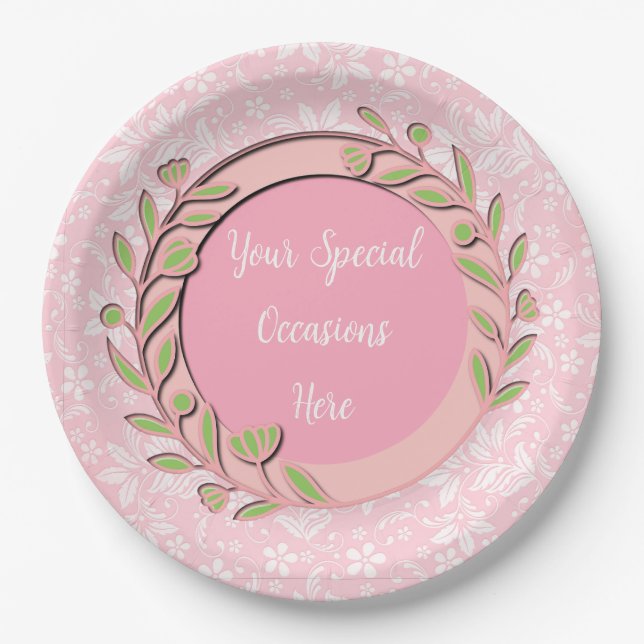 Elegant Floral Frame: for Every Occasion Paper Plate (Front)
