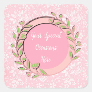 Elegant Floral Frame: for Every Occasion Square Sticker
