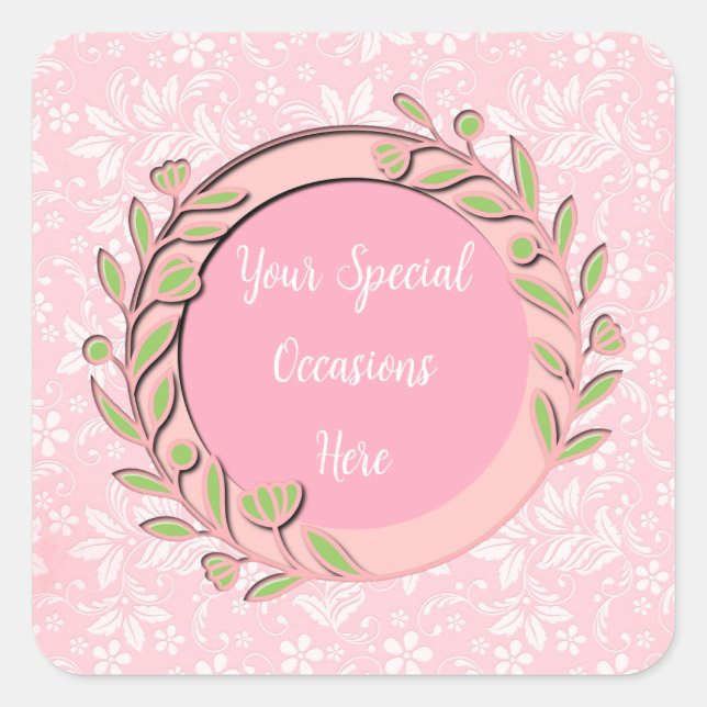 Elegant Floral Frame: for Every Occasion Square Sticker (Front)