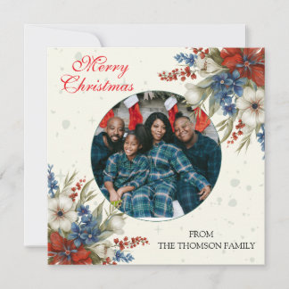 Elegant Floral Frame  Holiday Card