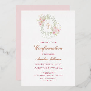 Elegant Floral Frame Holy Cross Confirmation
