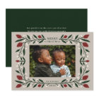 Elegant Floral Frame Horizontal Christmas Photo 