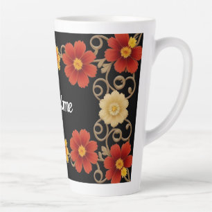 Elegant Floral Frame Latte Mug