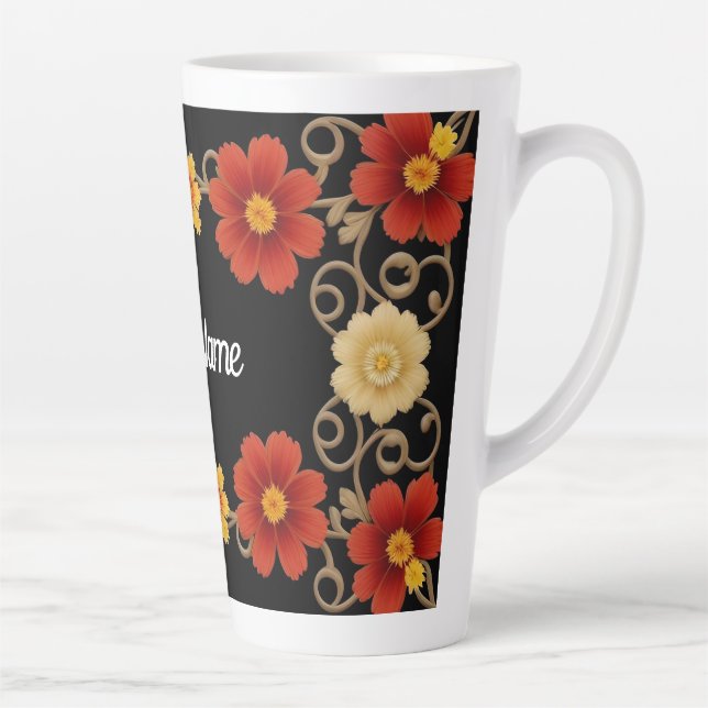 Elegant Floral Frame Latte Mug (Right)
