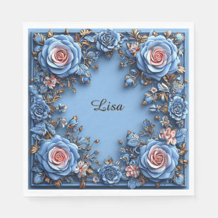Elegant Floral Frame Napkin
