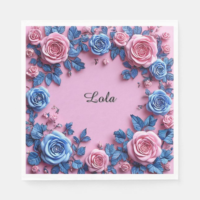 Elegant Floral Frame Napkin (Front)
